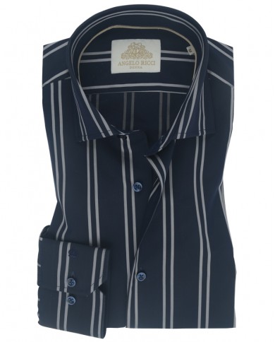 Chemise Homme en popeline italienne, coupe regular fit,