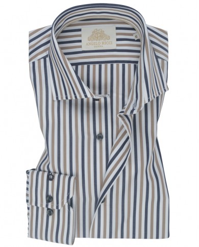 Chemise Homme en popeline italienne, coupe regular fit,