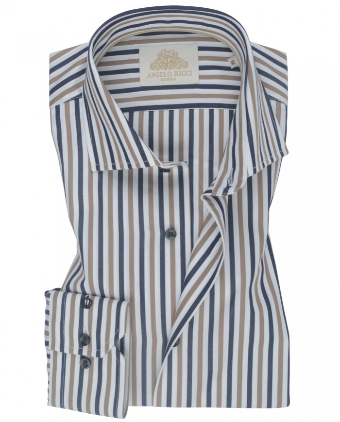 Chemise Homme en popeline italienne, coupe regular fit,