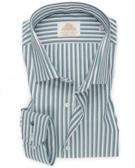 Chemise blanche à Rayures verts et bleu