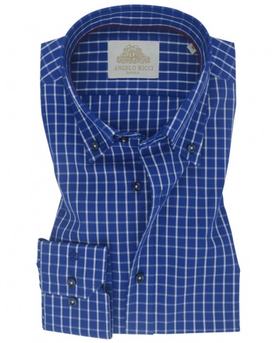 Chemise Homme en popeline italienne, coupe regular fit,