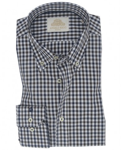 Chemise Homme en popeline italienne, coupe regular fit,