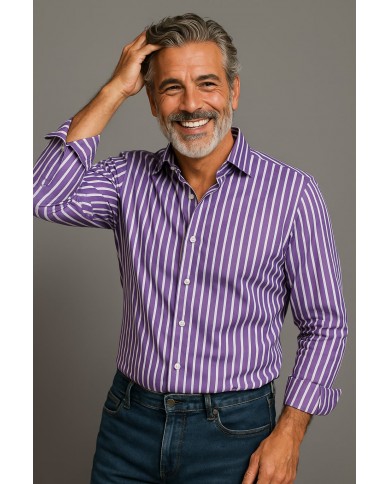 Chemise Homme en popeline italienne, coupe regular fit,