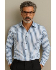 Chemise Homme en popeline italienne, coupe regular fit,