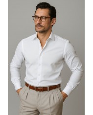Chemise Homme en popeline italienne, coupe regular fit,