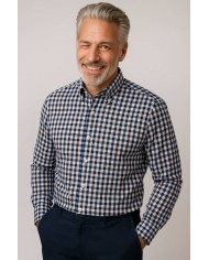 Chemise Homme en popeline italienne, coupe regular fit,