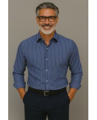 Chemise Homme en popeline italienne, coupe regular fit,