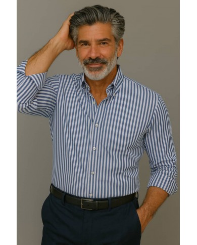 Chemise Homme en popeline italienne, coupe regular fit,