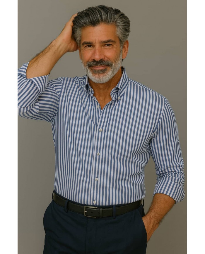 Chemise Homme en popeline italienne, coupe regular fit,