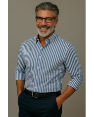 Chemise Homme en popeline italienne, coupe regular fit,