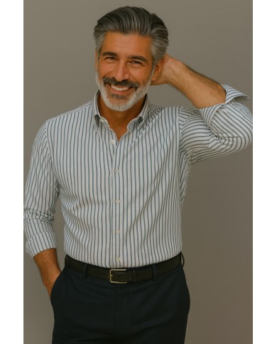 Chemise Homme en popeline italienne, coupe regular fit,