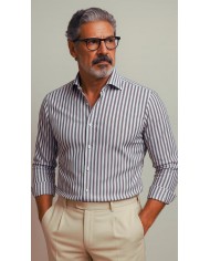Chemise Homme en popeline italienne, coupe regular fit,