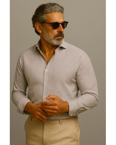 Chemise Homme en popeline italienne, coupe regular fit,