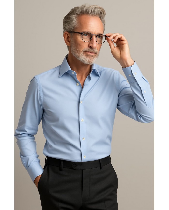Chemise Homme en twill Italien,coupe regular fit,