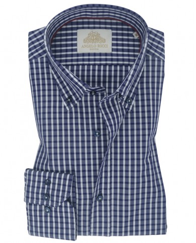 Chemise homme en coton italien, col boutonné, coupe regular fit