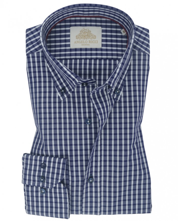 Chemise homme en popeline italienne, col boutonné, coupe regular fit