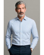 Chemise Homme blanche à Rayures bleu