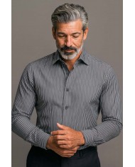 Chemise Homme Angelo Ricci Regular Fit en Popeline Rayée - Bleu Ciel et Blanc