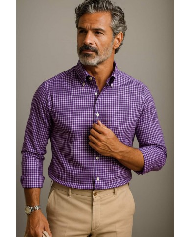 Chemise homme en popeline italienne, coupe regular fit,