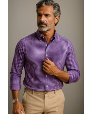 Chemise homme en popeline italienne, coupe regular fit,