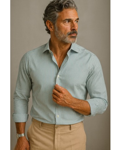 Chemise homme en popeline italienne, coupe regular fit,
