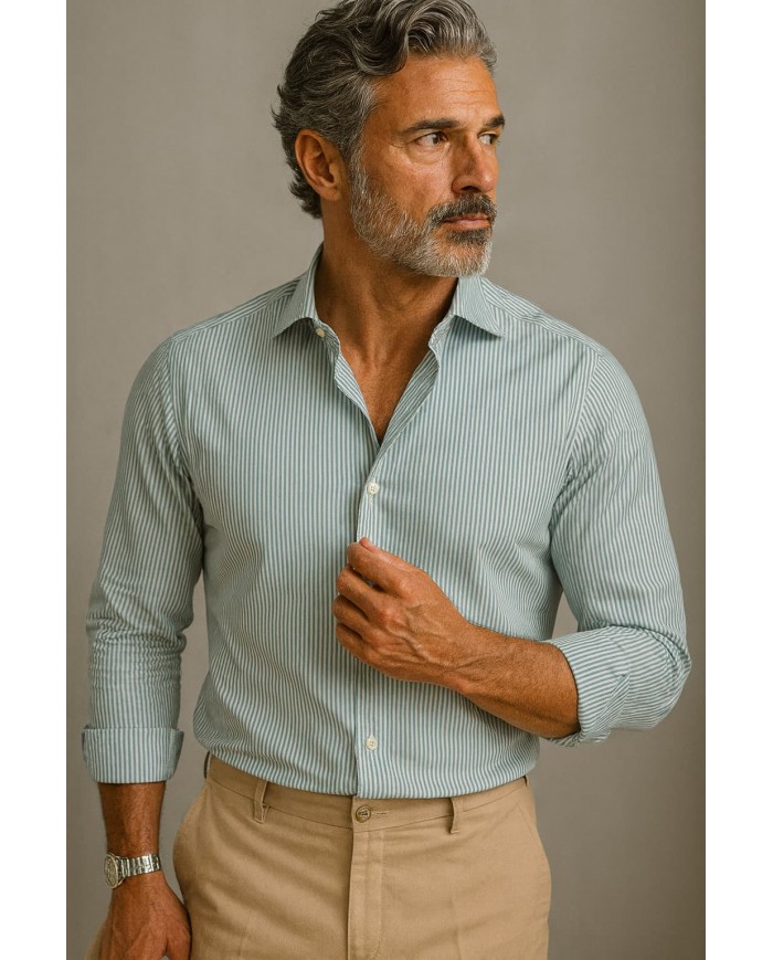 Chemise homme en popeline italienne, coupe regular fit,
