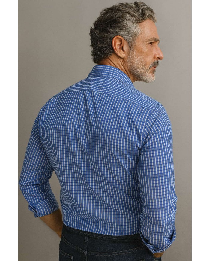 Chemise Homme en popeline italienne, coupe regular fit