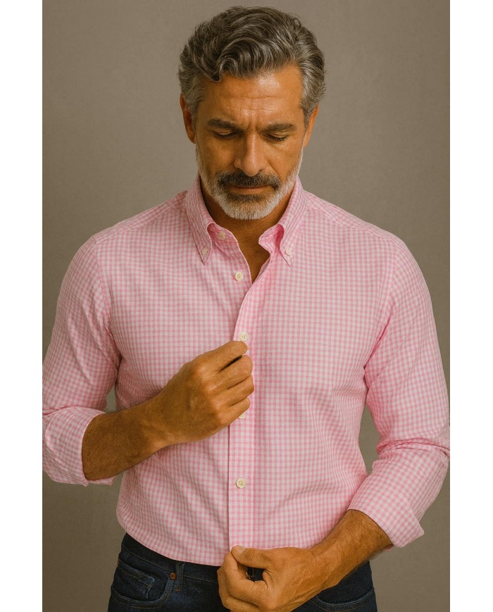 Chemise Homme en popeline italienne, coupe regular fit,