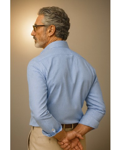 Chemise Homme en popeline italienne, coupe regular fit