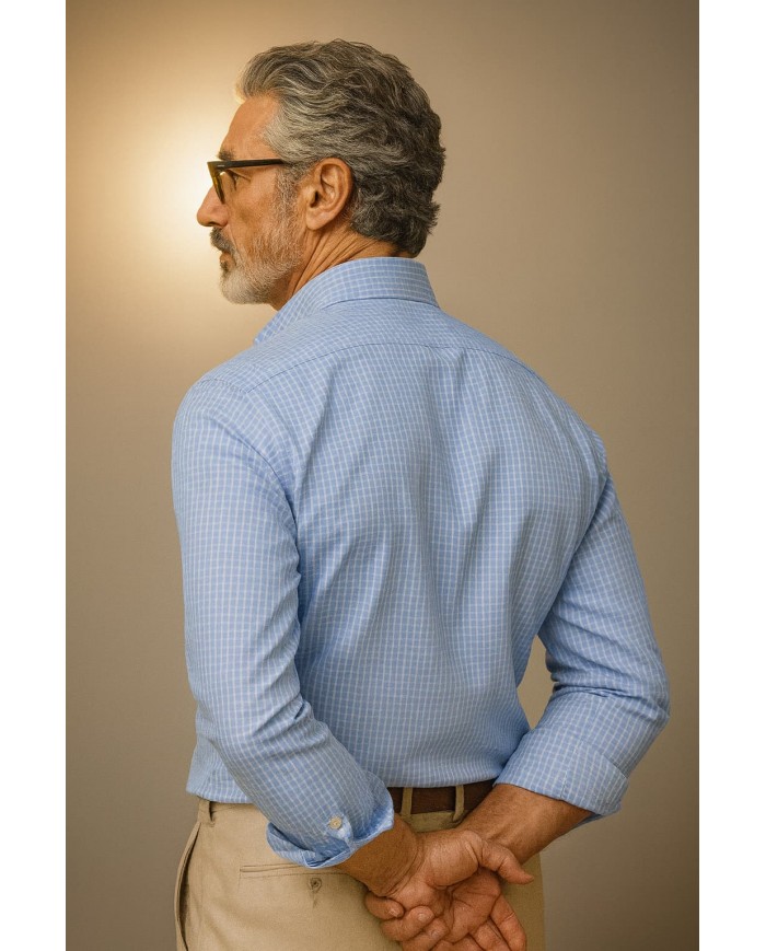 Chemise Homme en popeline italienne, coupe regular fit