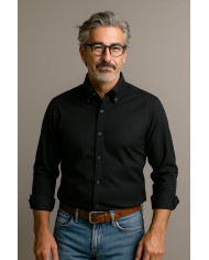 Chemise Homme Angelo Ricci Regular Fit en Oxford Uni - Bleu Azur