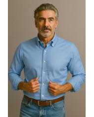 Chemise Homme Angelo Ricci Regular Fit en Oxford Uni - Rose Pâle