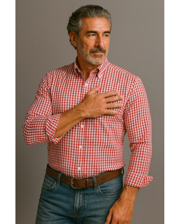 Chemise Homme à carreaux rouge