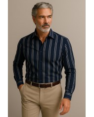Chemise Homme en popeline italienne, coupe regular fit,