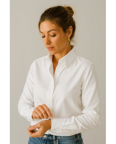 Chemise Angelo Ricci Regular Fit en Oxford - Blanc Pur