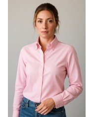 Chemise Femme Angelo Ricci Regular Fit en Oxford - Rose Clair