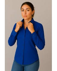 Chemise Femme Angelo Ricci Regular Fit en Twill Royale - Bleu Ciel