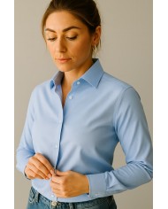 Chemise Femme Angelo Ricci Regular Fit en Twill Royale - Bleu Ciel