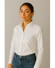 Chemise Femme Angelo Ricci Regular Fit en Twill Royale - Blanc Pur