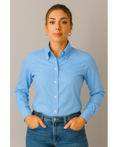 Chemise Angelo Ricci Regular Fit en Oxford - Bleu Azur