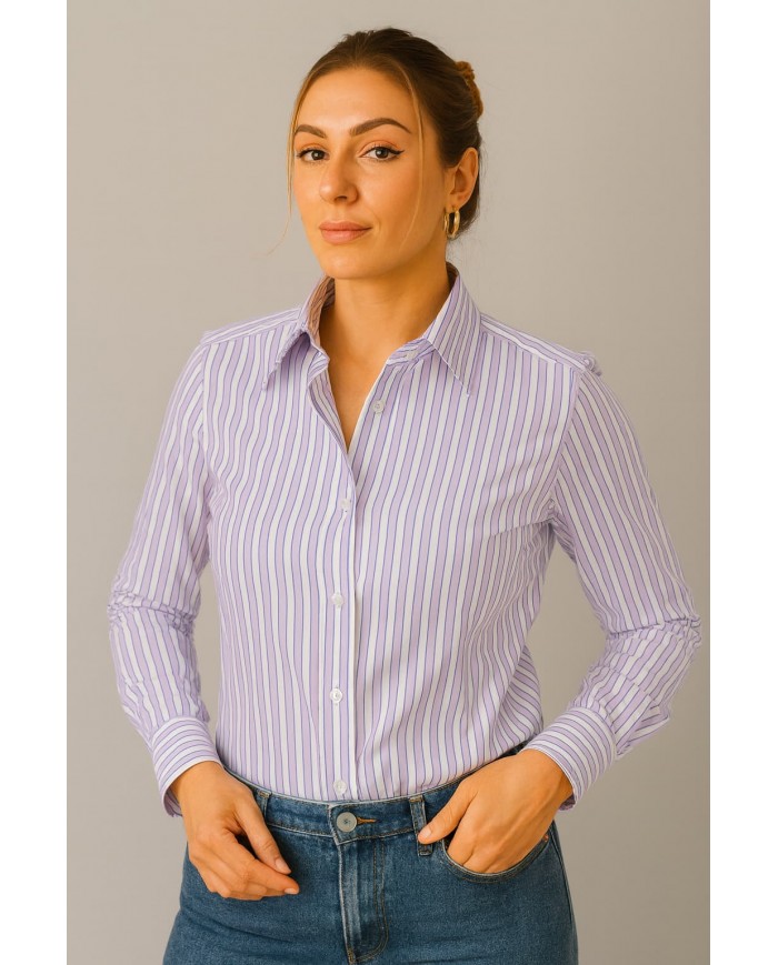 copy of Chemise blanche à Rayures mauve