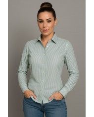 Chemise Femme Angelo Ricci Regular Fit en Popeline Rayée - Rose Clair et Blanc