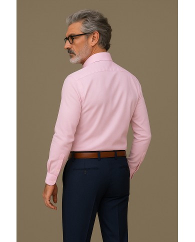 Chemise Homme Angelo Ricci Regular Fit en Twill Royale - Rose Clair