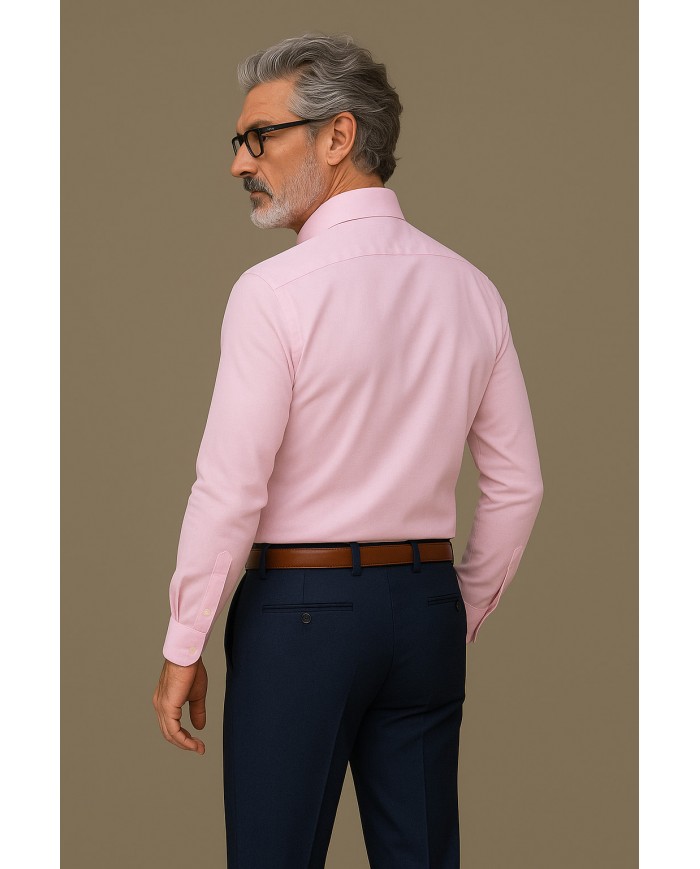 Chemise Homme Angelo Ricci Regular Fit en Twill Royale - Rose Clair