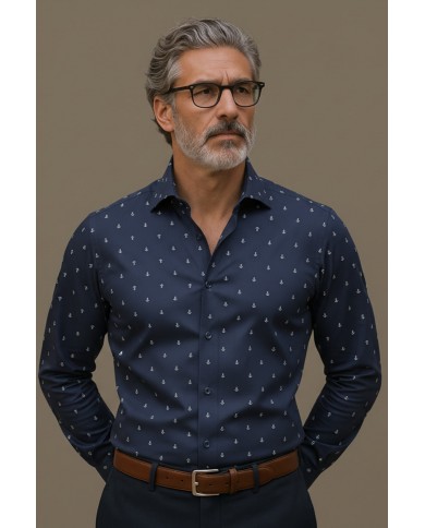 Chemise homme en popeline italienne, coupe regular fit,