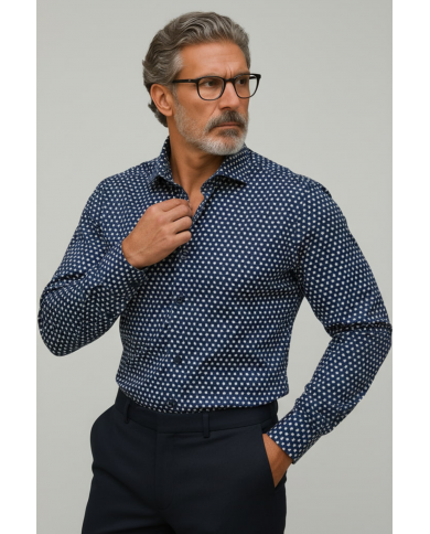 Chemise homme en popeline italienne, coupe regular fit,
