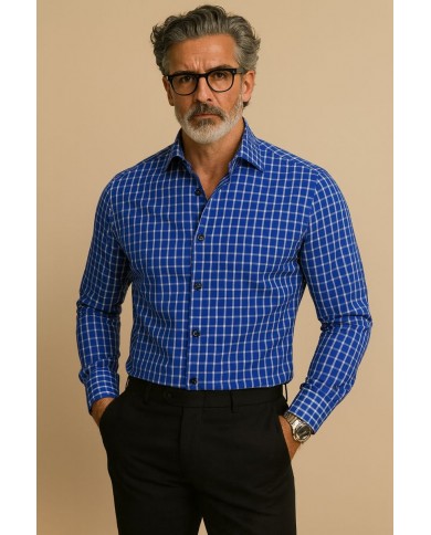 Chemise Homme en popeline italienne, coupe regular fit,