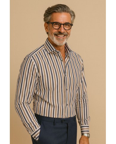 Chemise Homme en popeline italienne, coupe regular fit,