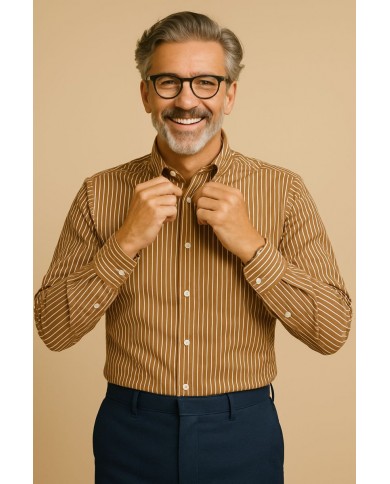 Chemise Homme en popeline italienne, coupe regular fit,