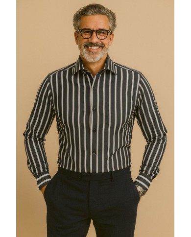 Chemise Homme en popeline italienne, coupe regular fit,